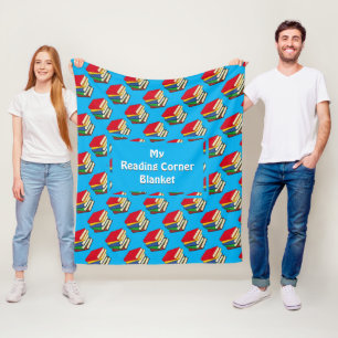 Personlig SOM LÄSER CORNER BOKAR Cyan Fleecefilt