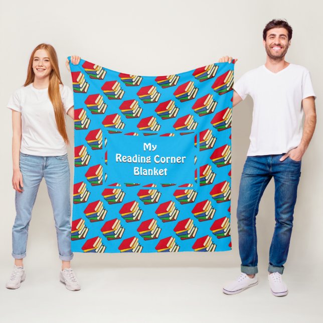 Personlig SOM LÄSER CORNER BOKAR Cyan Fleecefilt (På plats)