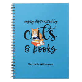 Personlig SOM LÄTT DISTRAKTERAS AV KATT OCH BOKAR Anteckningsbok