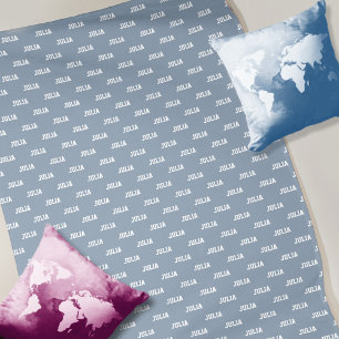 Personlig som repeterar Namn Dusty Blue Fleecefilt