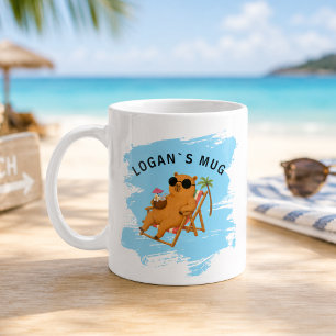 Personlig sommar capybara strand kaffemugg