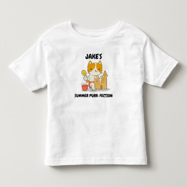 Personlig sommar sandslott småbarns t-shirt (Framsida)