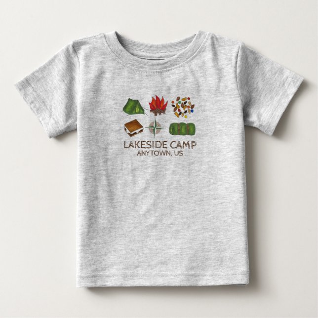 Personlig Sommarcamping Camping Tält Campfire T-shirt (Framsida)