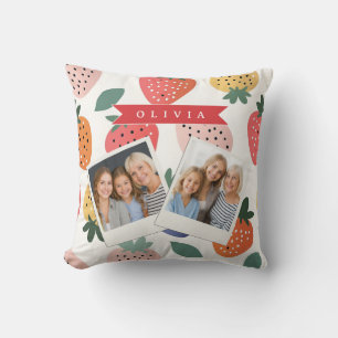 Personlig sommarfärgad jordgubbdesign kudde