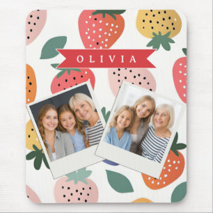 Personlig sommarfärgad jordgubbdesign musmatta