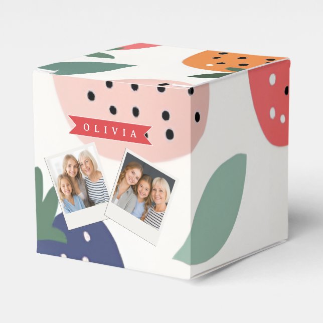 Personlig sommarfärgad jordgubbdesign presentaskar (Framsidan Sidan)