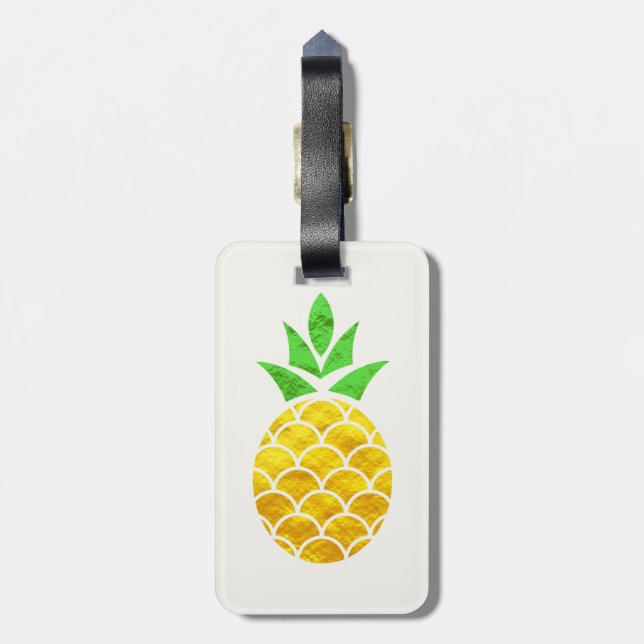 Personlig Sommarfoil Guld Geometric Pineapple  Bagagebricka (Baksidan Lodrät)