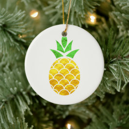 Personlig Sommarfoil Guld Geometric Pineapple. Julgransprydnad Keramik