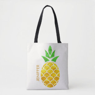 Personlig Sommarfoil Guld Geometric Pineapple Tygkasse