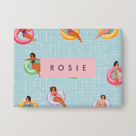 Personlig Sommarkvinnor Flyter på Bassäng Knapp