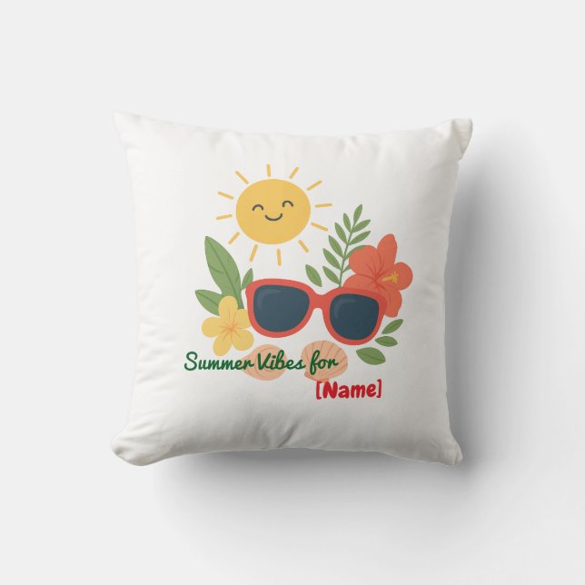 Personlig sommarstämning för Namn Kastkudde Kudde (Framsida)