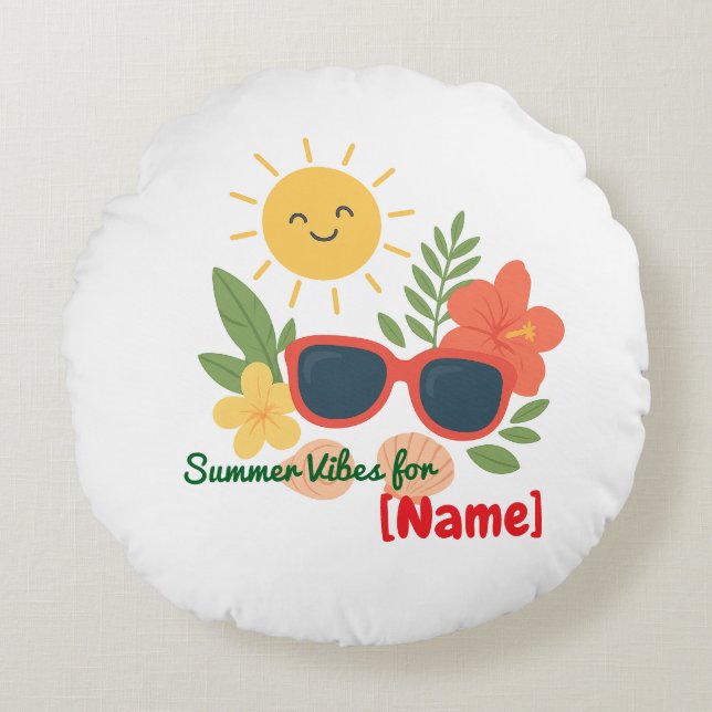 Personlig sommarstämning för Namn Rund Kudd Kudde (Framsidan)