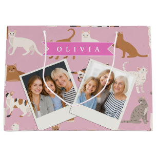 Personlig sömnjutt rosa kattmönster present kattäl