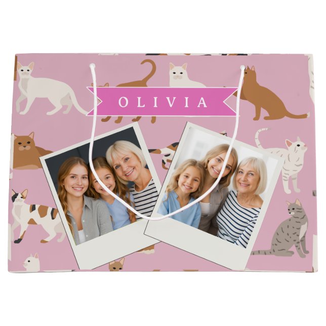 Personlig sömnjutt rosa kattmönster present kattäl (Framsidan)