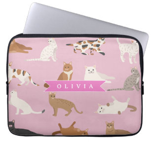 Personlig sömnjutt rosa kattmönster present kattäl laptop fodral