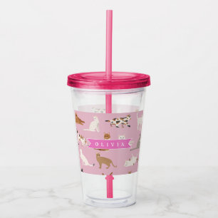 Personlig sömnjutt rosa kattmönster present kattäl take away mugg