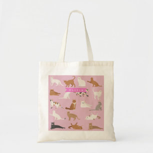 Personlig sömnjutt rosa kattmönster present kattäl tygkasse