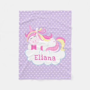 Personlig Sömpande Unicorn Kids Ull Thot Fleecefilt