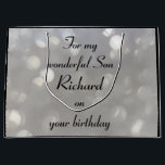 Personlig Son Birthday<br><div class="desc">Silver personlig Birthday Gift Bag för underbar son.</div>