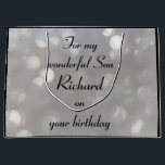 Personlig Son Birthday<br><div class="desc">Silver personlig Birthday Gift Bag för underbar son.</div>