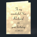 Personlig Son Birthday Kort<br><div class="desc">Snyggt personlig födelsedag hälsningskort för son</div>