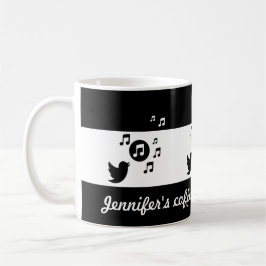 Personlig Songbird Black and White Kaffemugg