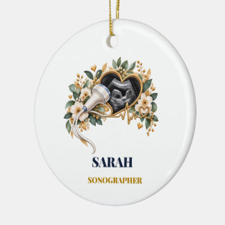 Personlig sonografprydnad | Namn & År Julgransprydnad Keramik