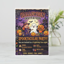 Personlig söß gaffamilj Halloween-inbjudan Inbjudningar