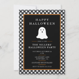 Personlig söß gäst gingham Halloween-fest Inbjudningar