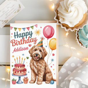 Personlig söß Goldendoodle födelsedag Kort