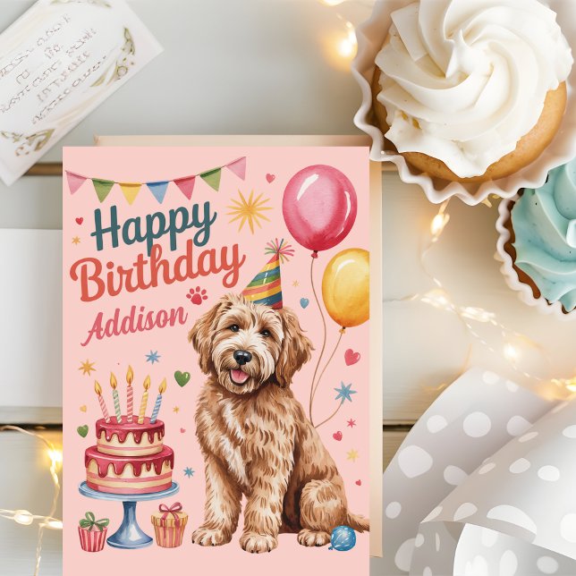 Personlig söß Goldendoodle födelsedag Kort (Skapare uppladdad)