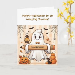 Personlig söß Halloween-spöke Lärarhälsning Kort