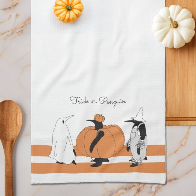 Personlig söß pumpa pingvin rolig Halloween Kökshandduk (Skapare uppladdad)