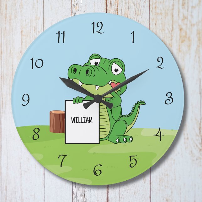 Personlig Söt Alligator Barn Väggur (Skapare uppladdad)