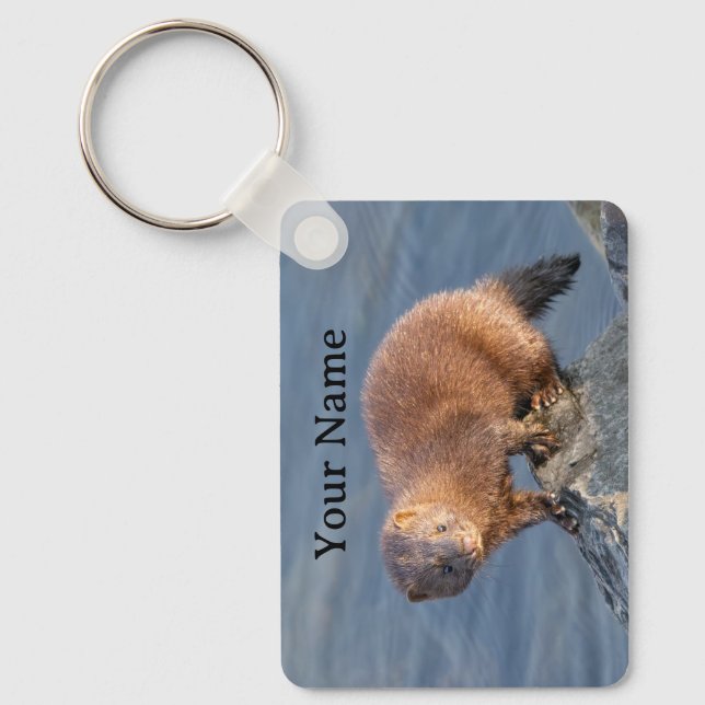 Personlig söt amerikansk mink nyckelring (Framsida)