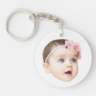 Personlig söt baby ansiktsfoto Akrylnyckelring