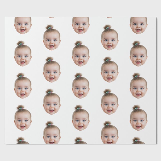 Personlig söt baby ansiktsfoto Mamma Pappa födelse Presentpapper (Platt)