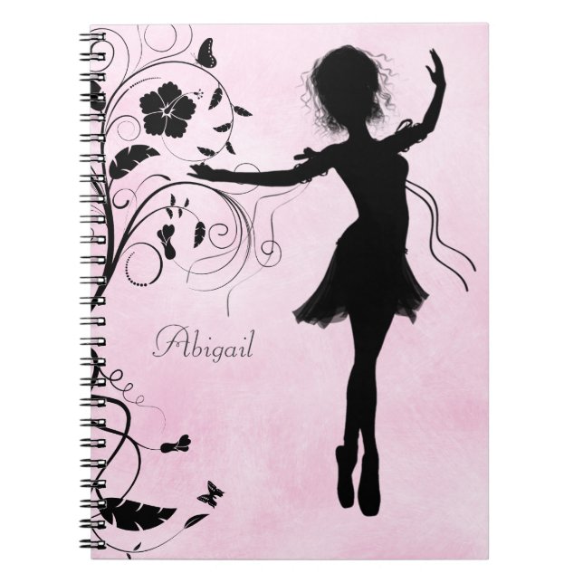 Personlig Söt Ballerina and Flowers Notebook Anteckningsbok (Framsidan)