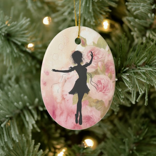Personlig Söt Ballerina på Rosa ros Ballet Julgransprydnad Keramik (Träd)