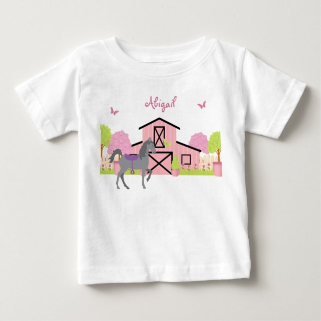 Personlig Söt Barn & Garden Horse T-Shirt (Framsida)
