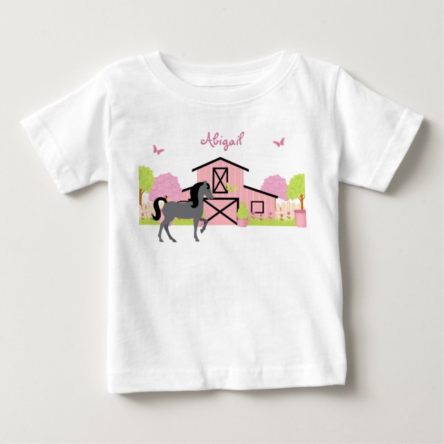 Personlig Söt Barn & Garden Horse T-Shirt (Framsida)