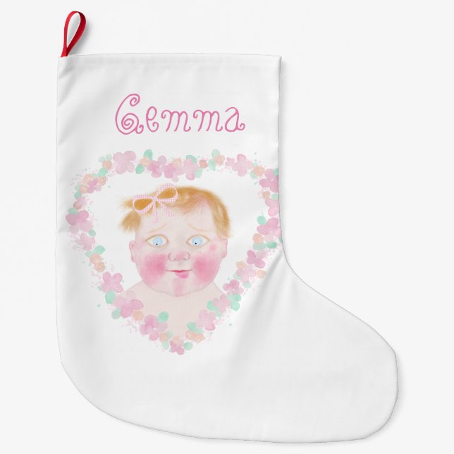 Personlig söt bebis julstrumpa (Framsidan)