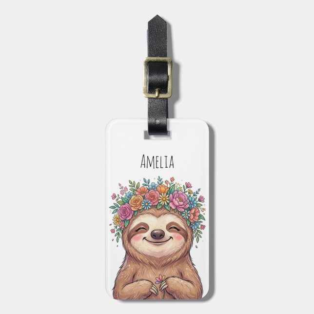 Personlig söt blommig sengångare med blomkrona bagagebricka (Vertikal Framsida)