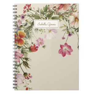 Personlig Söt Blommigt Namn Anteckningsbok