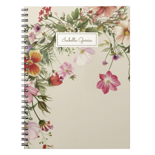 Personlig Söt Blommigt Namn Anteckningsbok (Framsidan)