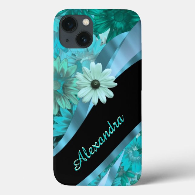 Personlig söt blommönster av akvblått  (Baksida)