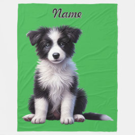 Personlig söt Border Collie-valp Fleecefilt