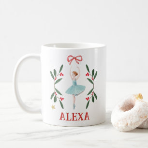 Personlig söt botanisk ballerina jul kaffemugg