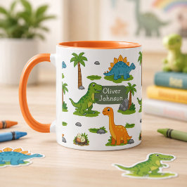 Personlig söt dinosaurie barn namn mugg