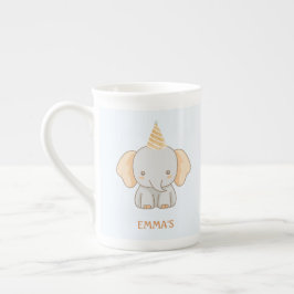 Personlig söt elefant barnnamn benporslin mugg